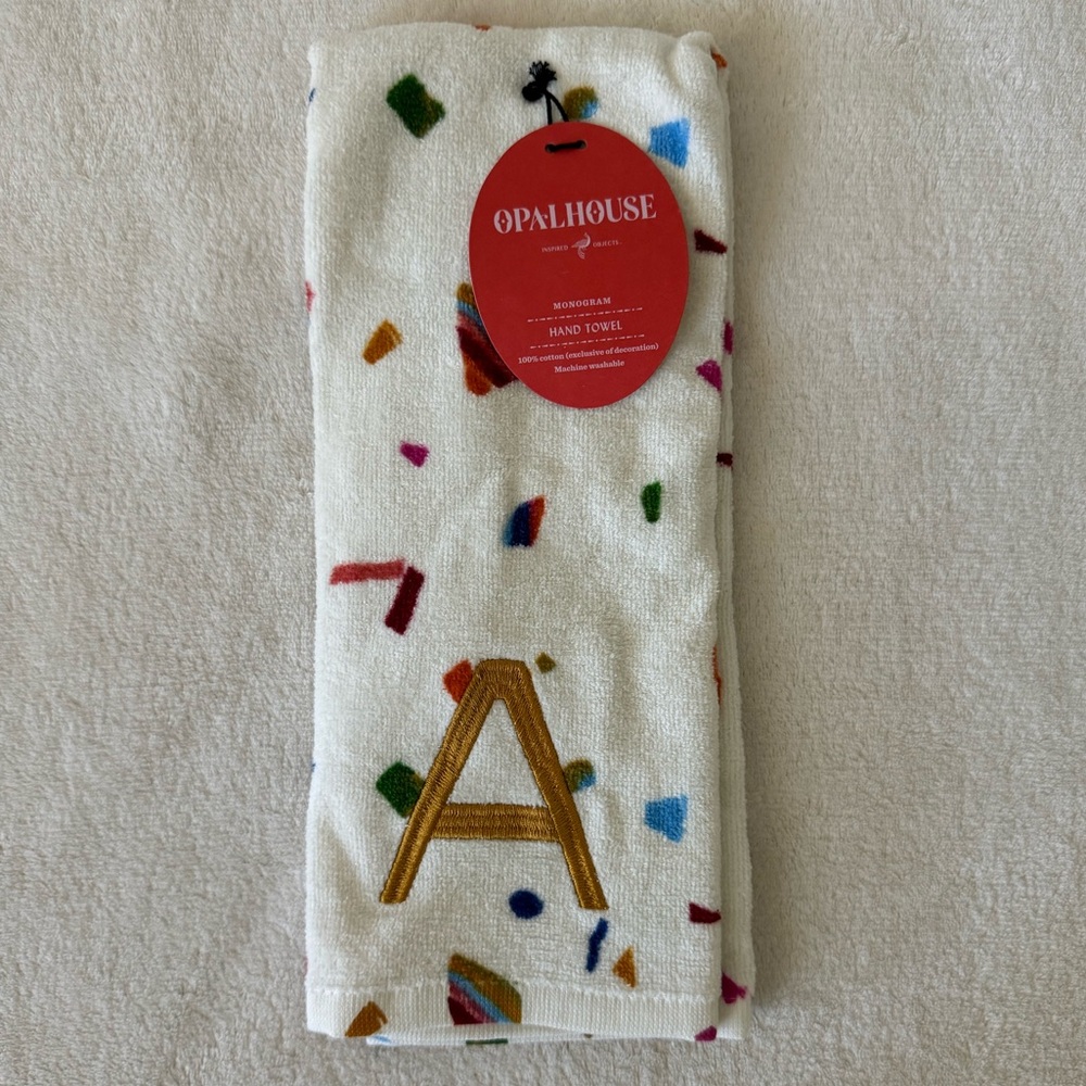 NWT Opalhouse Letter “A” Monogram Hand Towel